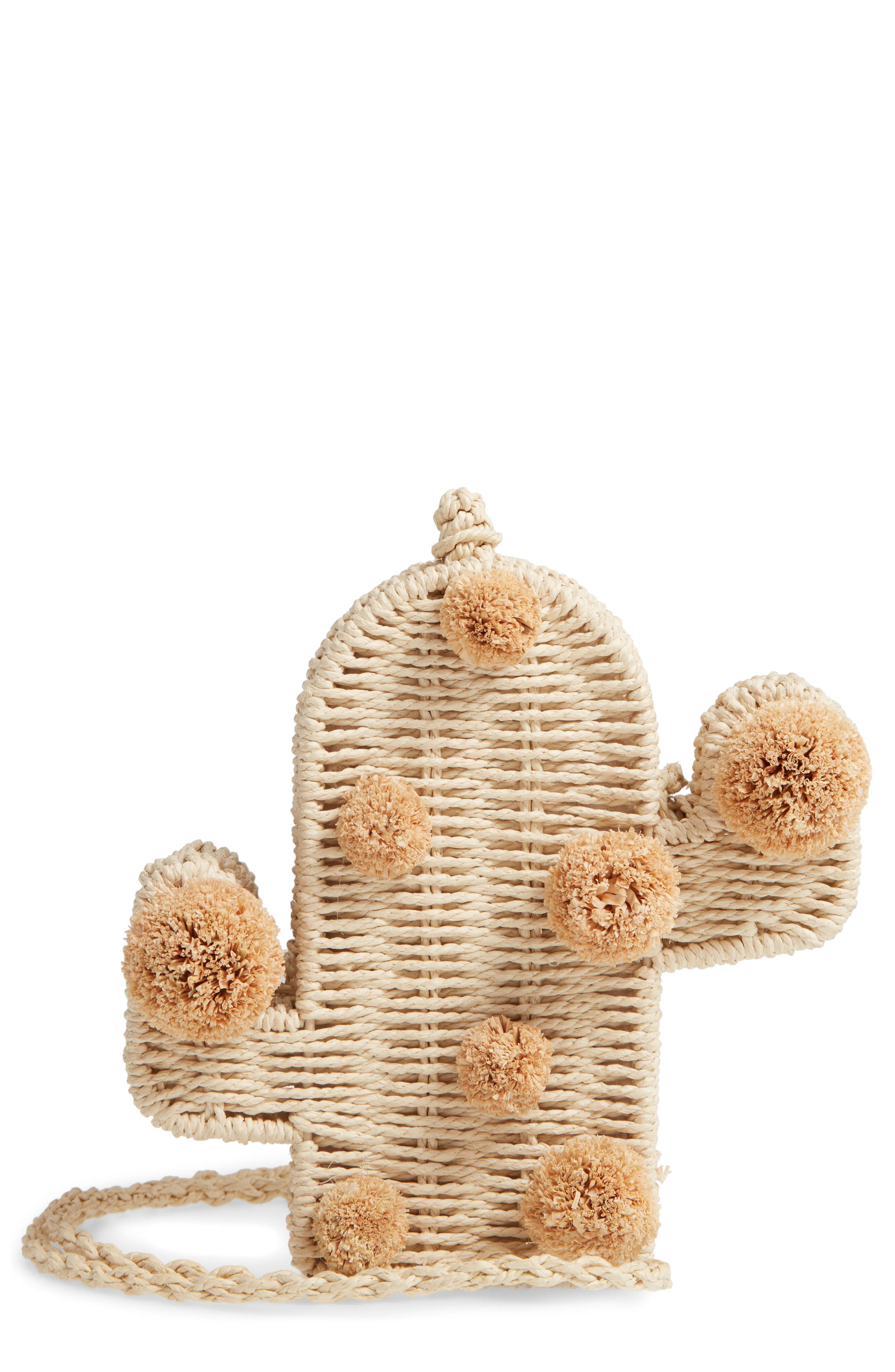 Knotty Cactus Straw Crossbody Bag, Main, color, 