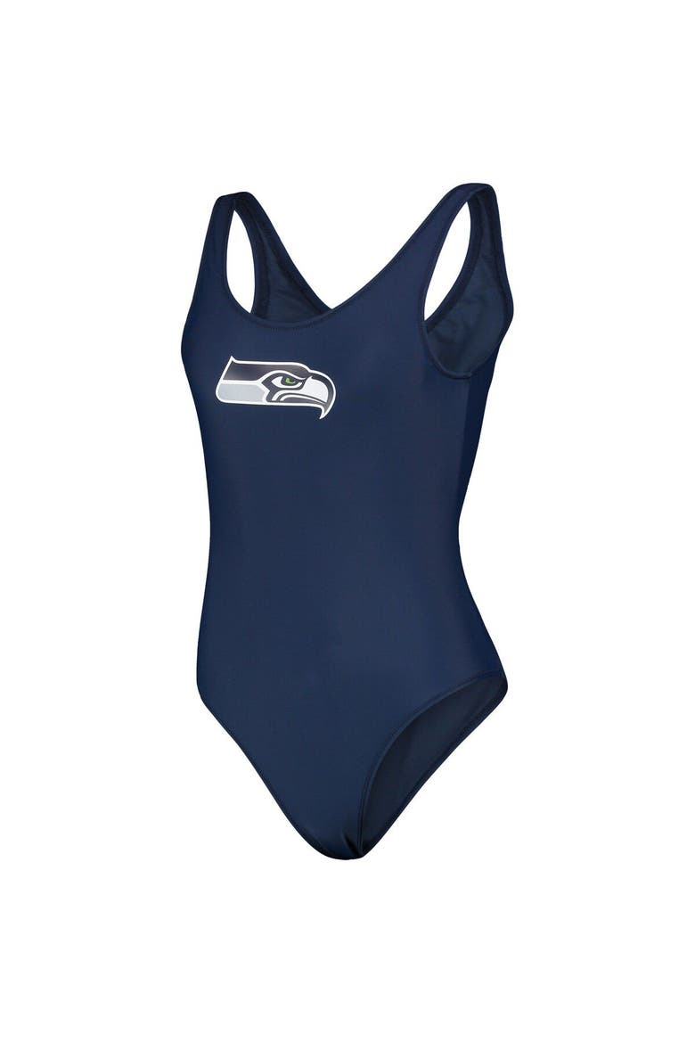 Women's G-III 4Her by Carl Banks Scarlet Seattle Seahawks Making Waves One-Piece Swimsuit, Alternate, color, Navy