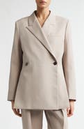 Jil Sander Slim Double Breasted Wool Gabardine Blazer