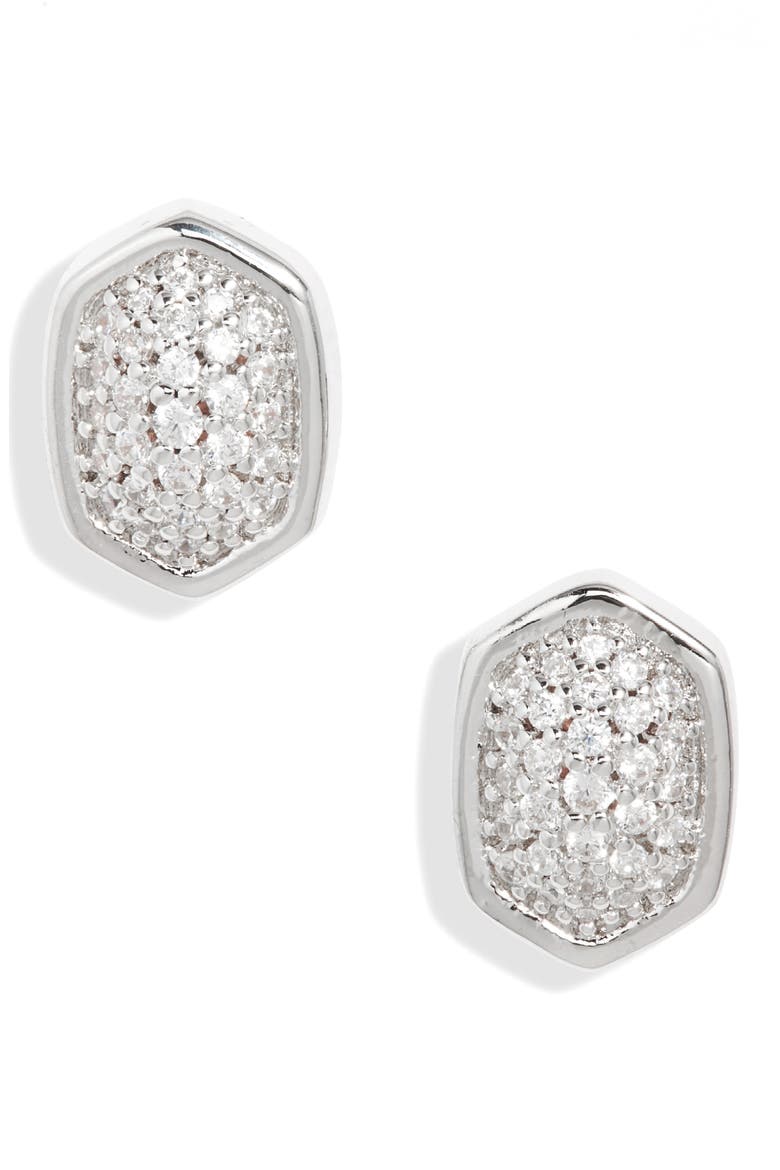 Alanna Cubic Zirconia Stud Earrings, Main, color, SILVER WHITE CRYSTAL