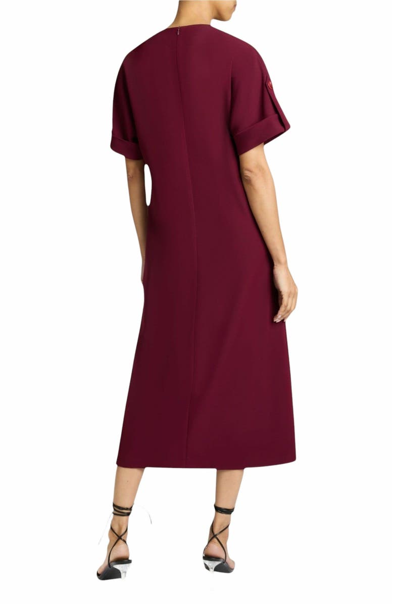 Santorelli SERAFINA Short Sleeve Midi Shift Dress with Side Skirt Buttons in Soft Stretch Crepe, Alternate, color,