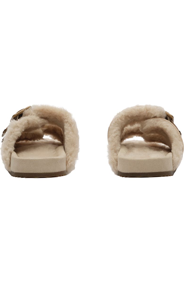 Burberry Check Shearling Urchin Sandals, Alternate, color, Blonde Beige
