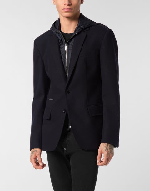 Water Repellent Wool Hooded Blazer Men