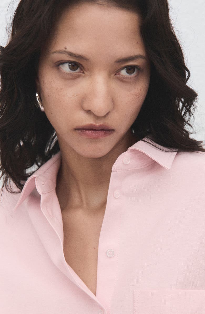 MANGO Oversize Button-Up Shirt, Alternate, color, Pastel Pink