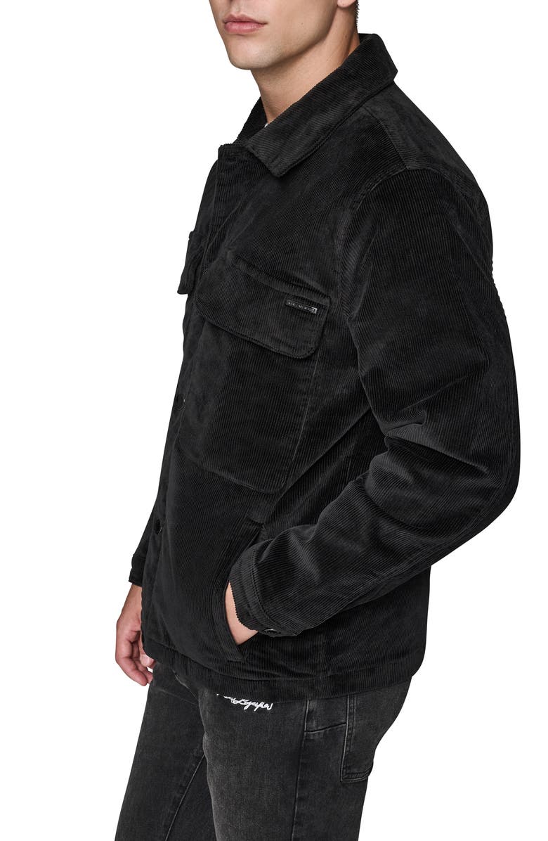 KARL LAGERFELD Corduroy Shirt Jacket, Alternate, color, Black