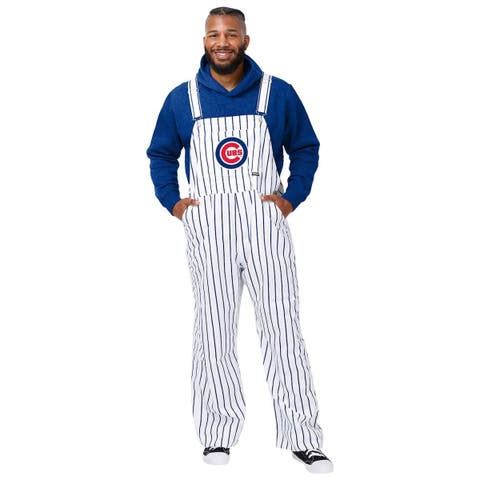 Men's FOCO  White Chicago Cubs Pinstripe Bib Overalls