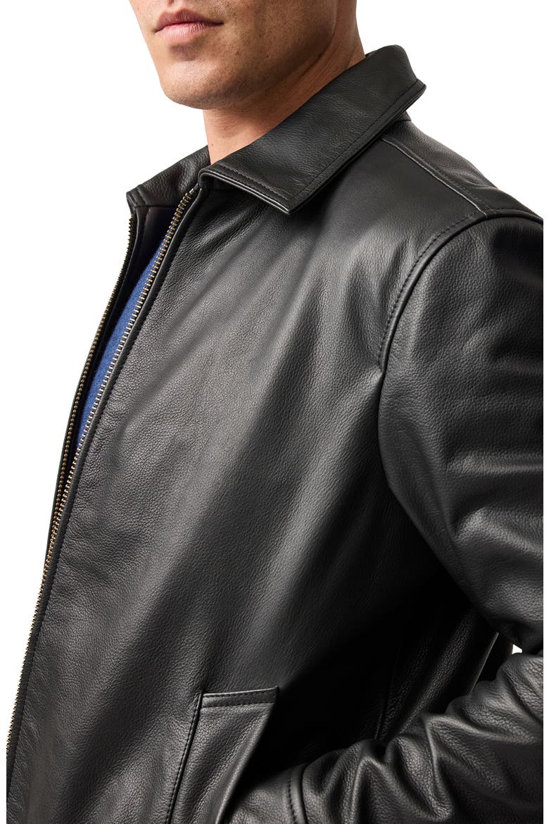 Haymarket Leather Jacket, Alternate, color, ONYX