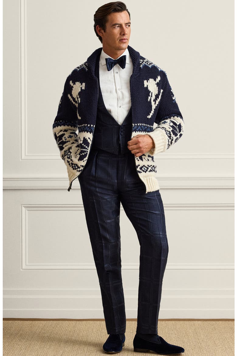 Broomball Fair Isle Wool & Cashmere Zip Cardigan, Alternate, color, CLASSIC CHAIRMAN NAVY/ CREAM