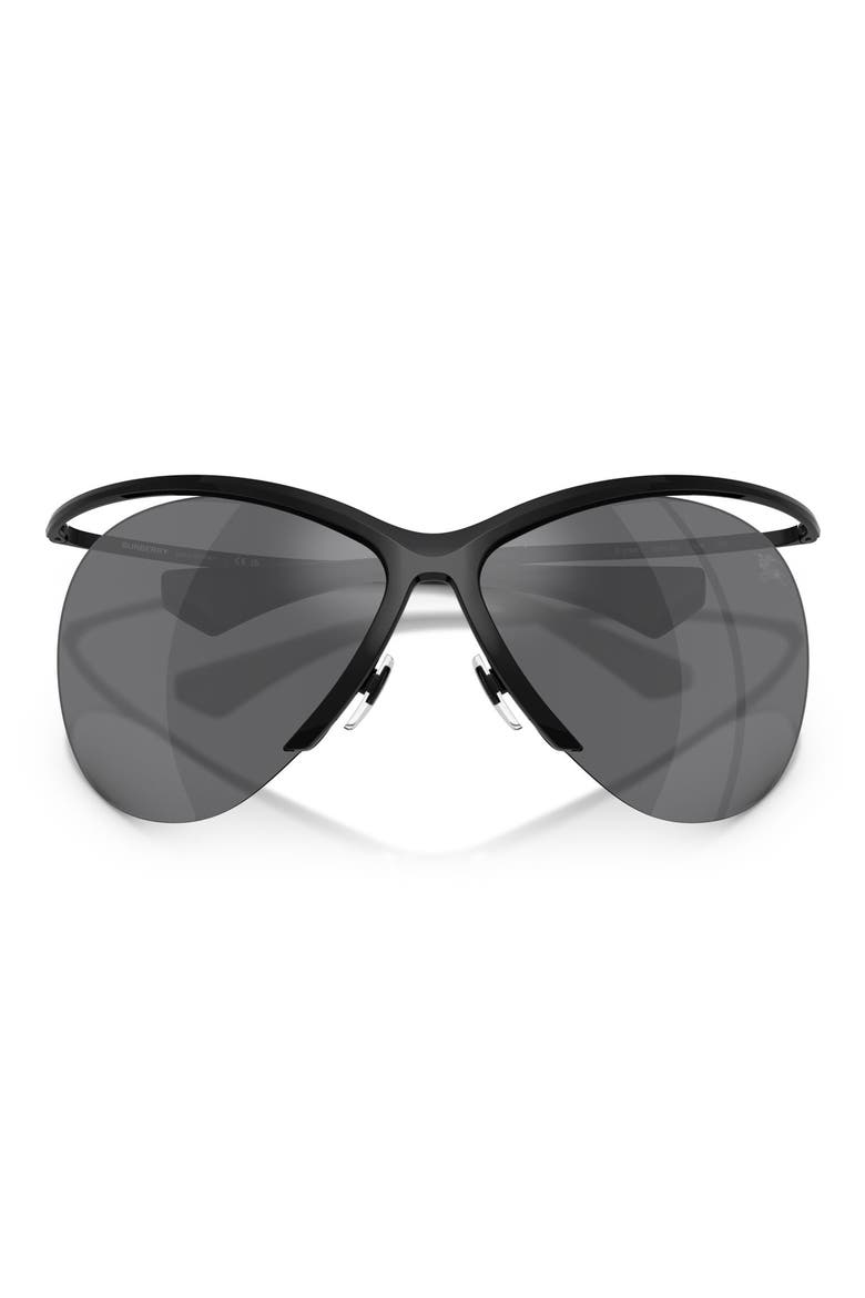 137mm Cat Eye Sunglasses, Alternate, color, BLACK / GREY MIRROR SILVER