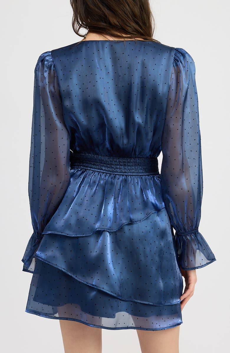 En Saison Mina Dot Print Ruffle Detail Long Sleeve Minidress, Alternate, color,