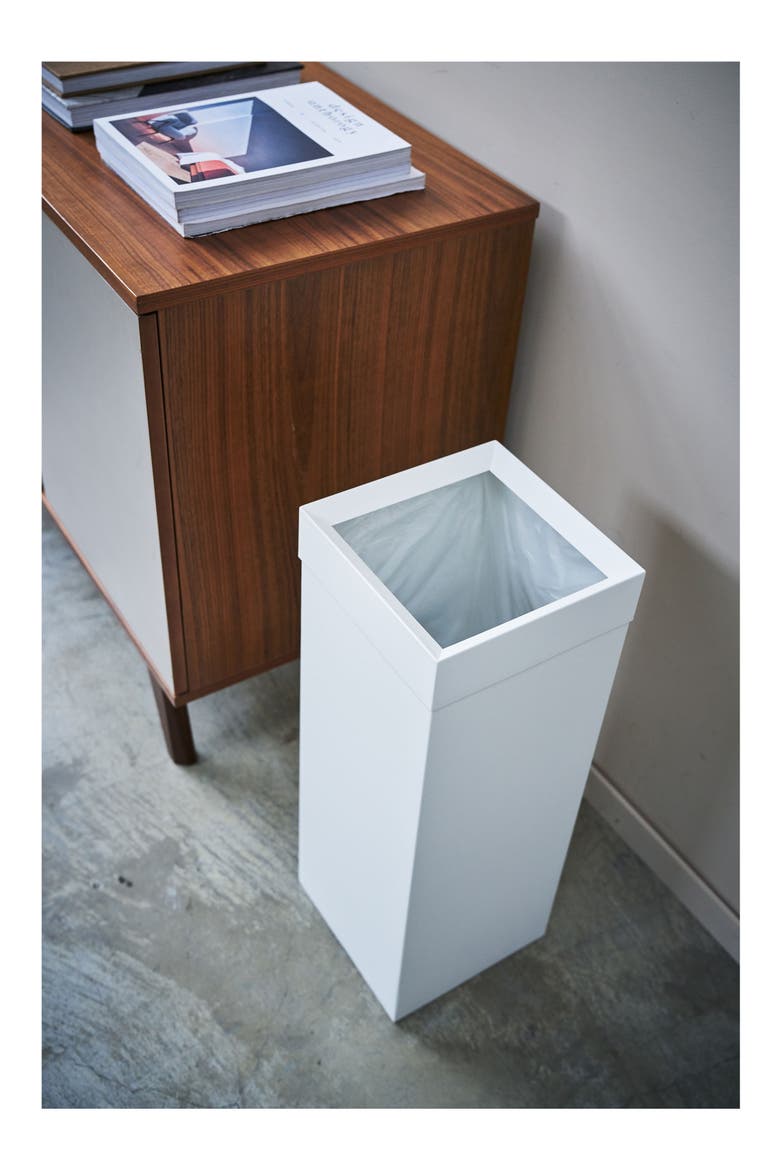 Tall Trash Can, Alternate, color, WHITE