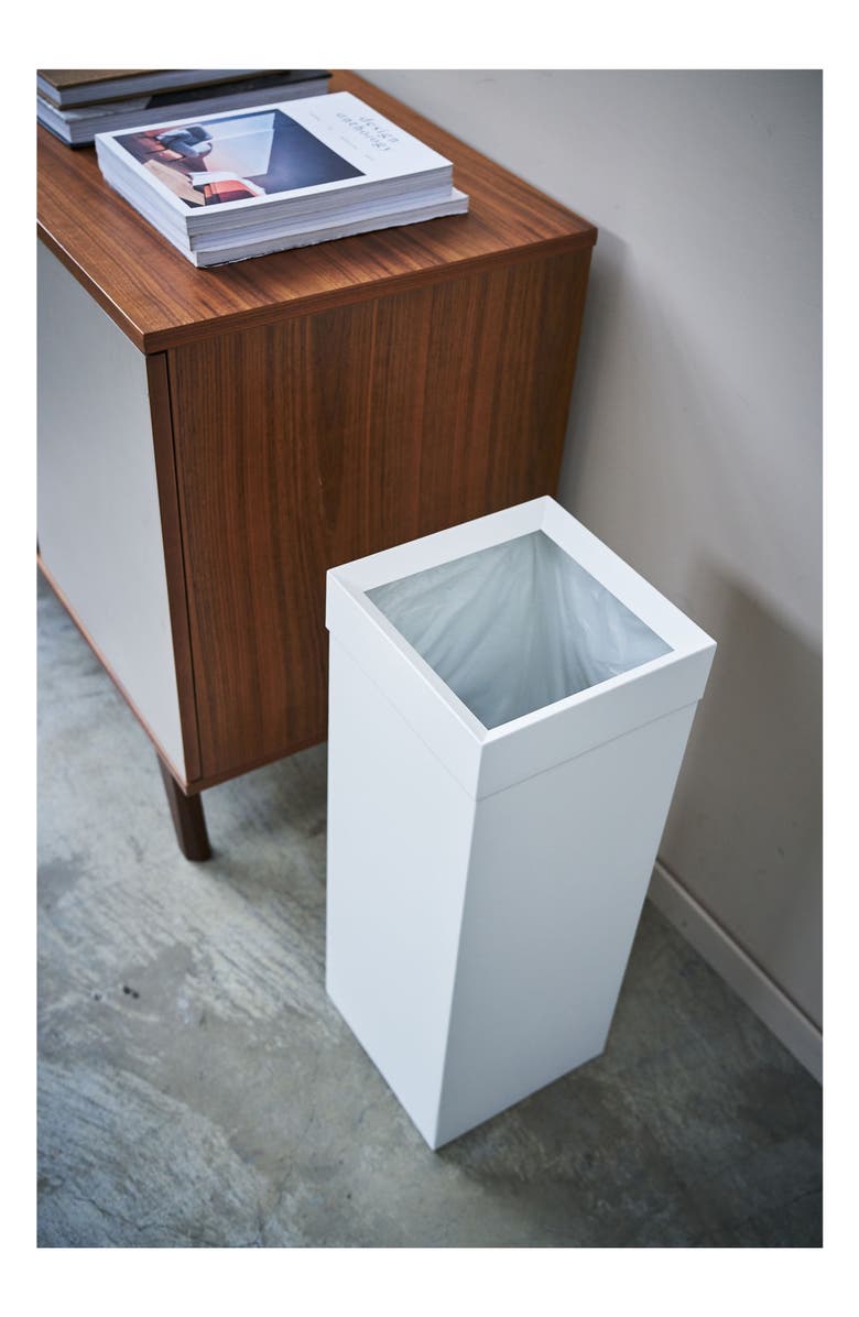 Yamazaki Tall Trash Can, Alternate, color, White