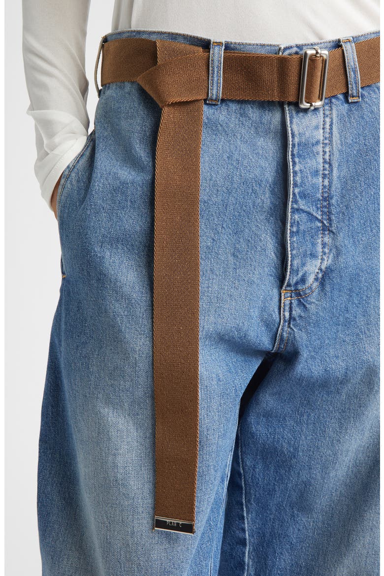 Belted Denim Straight Leg Trousers, Alternate, color, INDIGO
