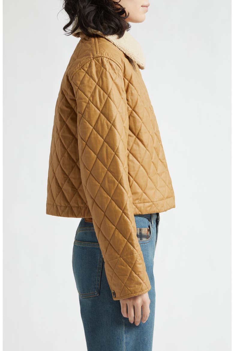 Howle Quilted Jacket with Genuine Shearling Collar, Alternate, color, SEPIA/ HAY