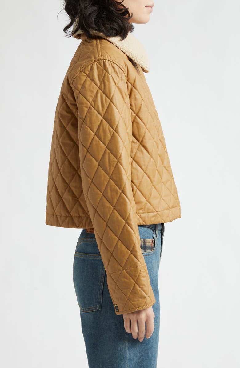 Burberry Howle Quilted Jacket with Genuine Shearling Collar, Alternate, color, Sepia/ Hay