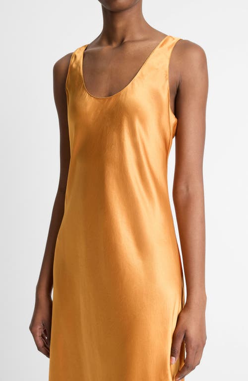 Shop Vince Bias Cut Satin Slipdress In Dark Marigold