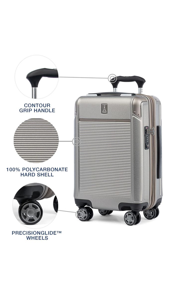 Platinum Elite Hardside 20" Compact Carry On Spinner Luggage, Alternate, color, Metallic Sand