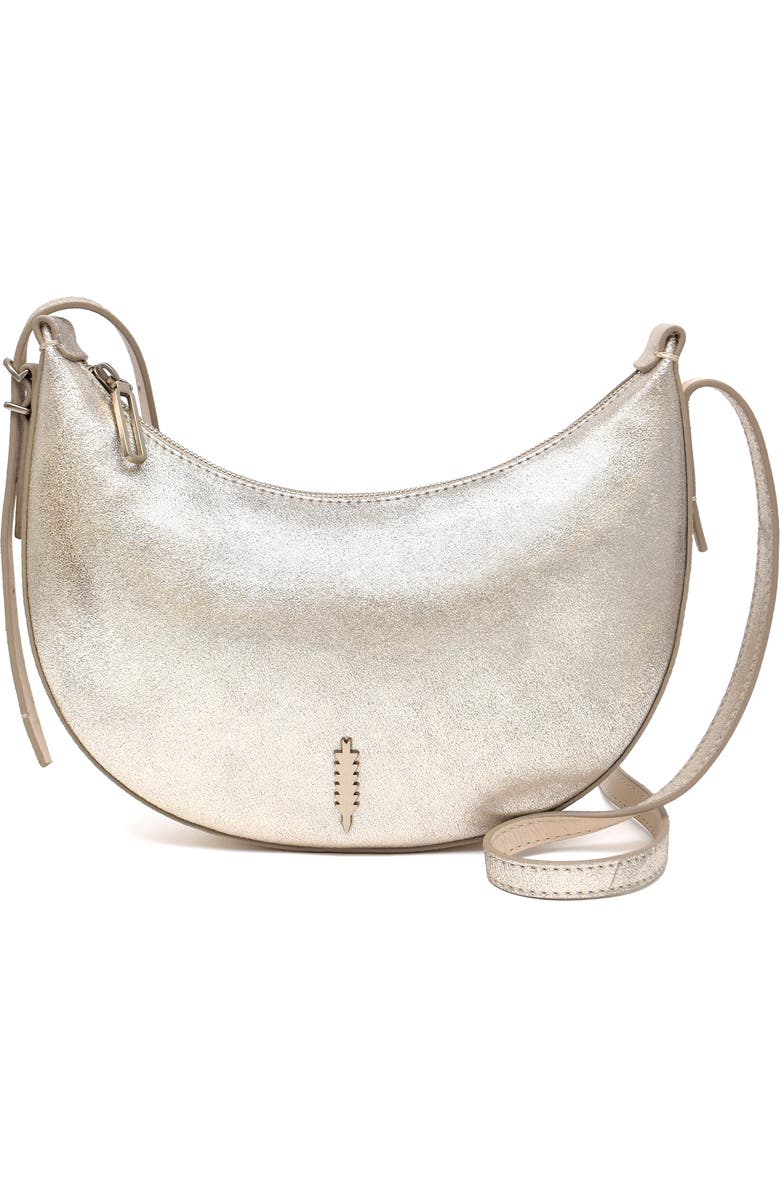 Thacker Silas Shimmer Leather Crossbody Bag, Main, color, Champagne