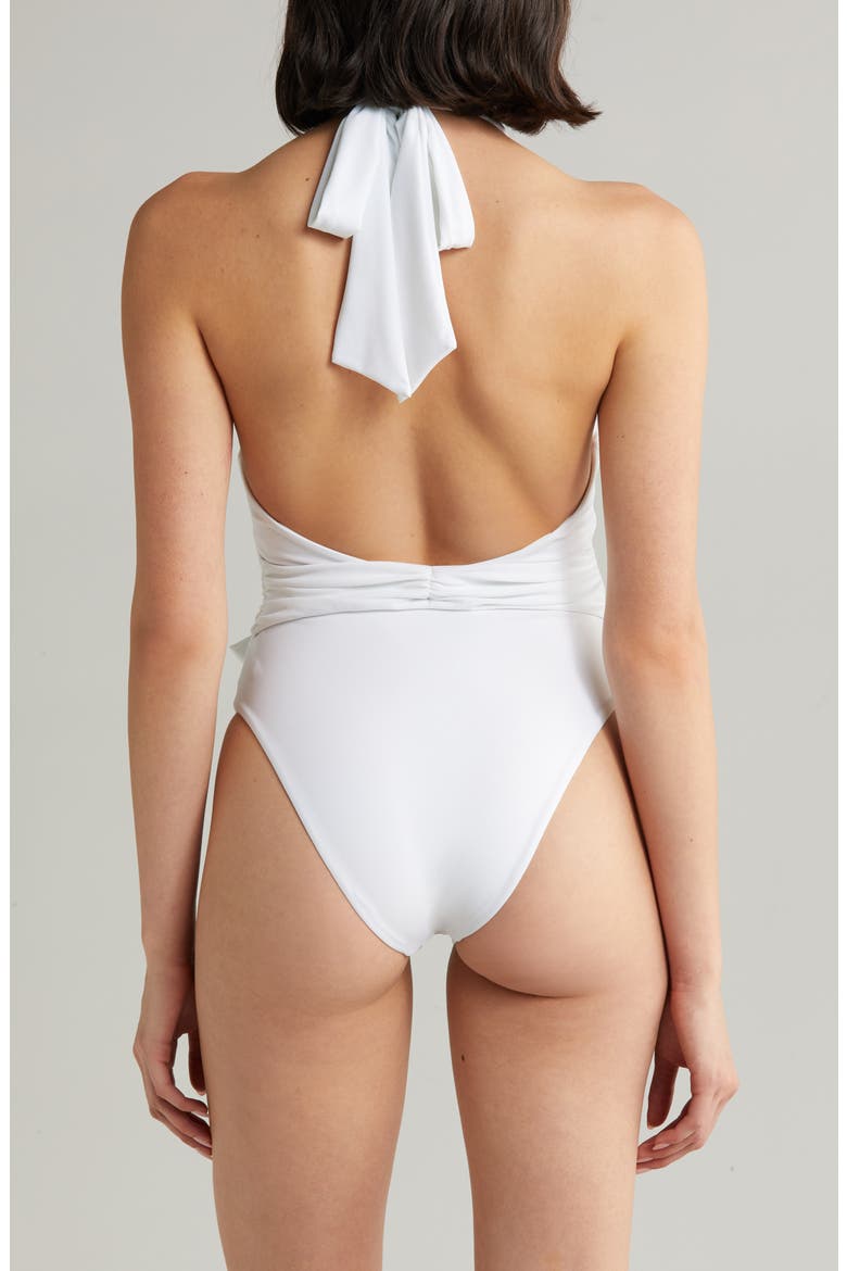 Raquel Plunge One-Piece Swimsuit, Alternate, color, WHITE