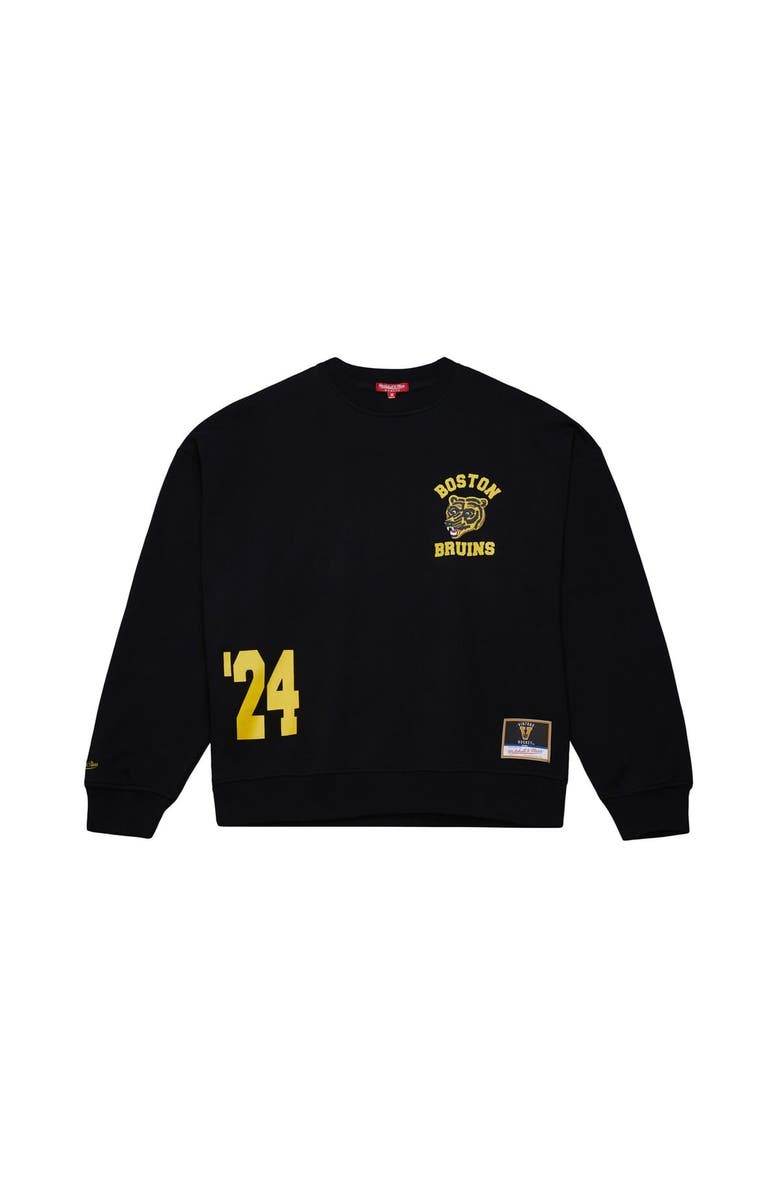 Mitchell & Ness Women's Mitchell & Ness Black Boston Bruins Vintage Crewneck Sweatshirt, Alternate, color, Black