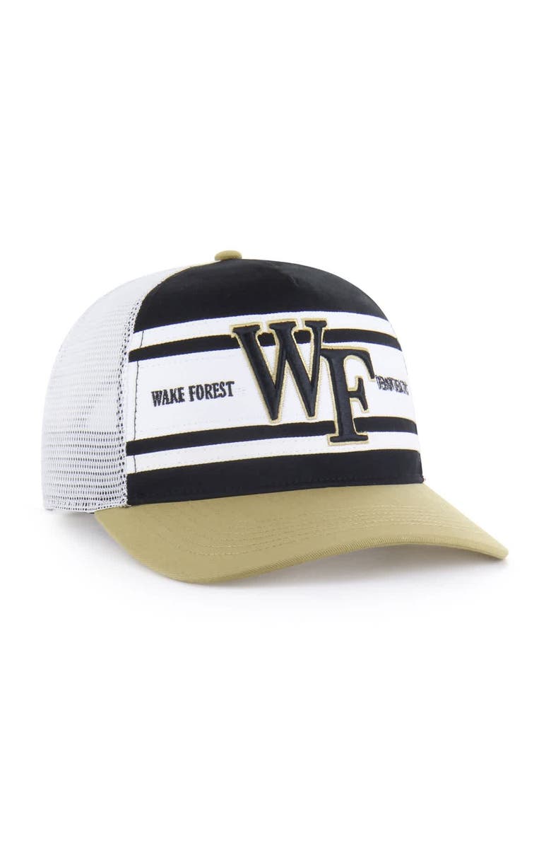 '47 Youth '47 Black/Gold Wake Forest Demon Deacons Super Stripe Hitch Adjustable Trucker Hat, Alternate, color, Black