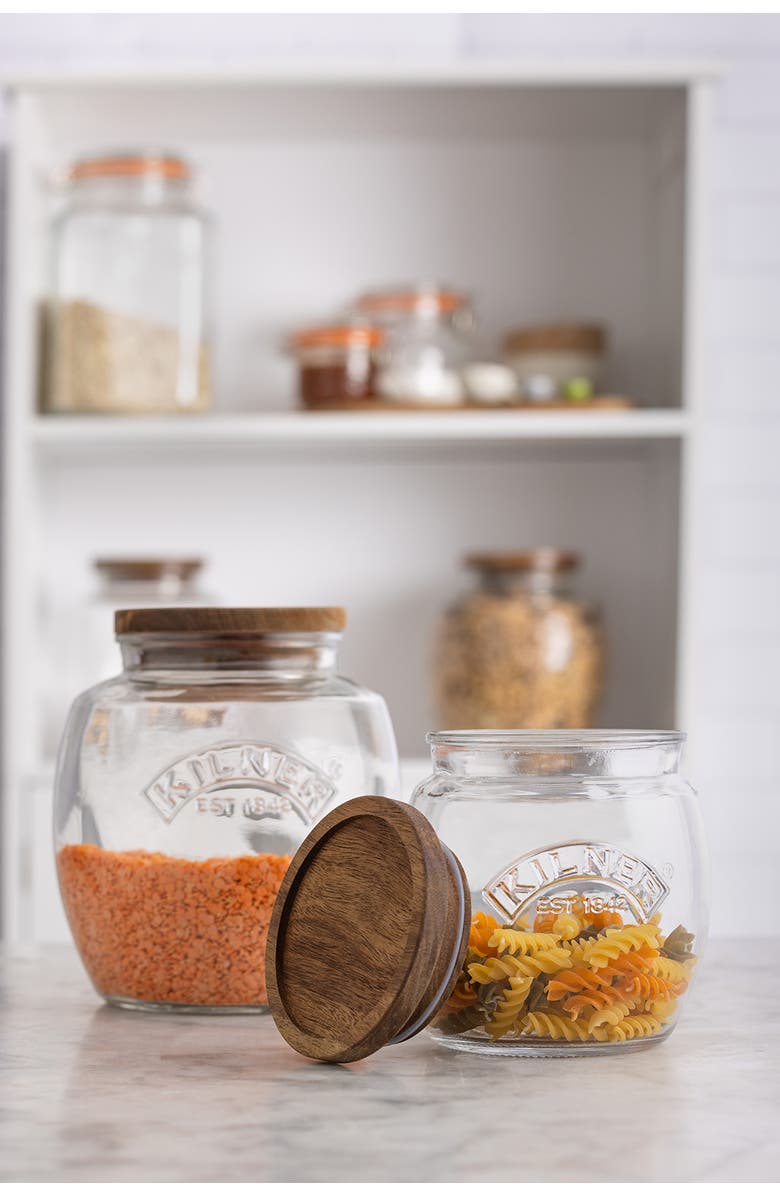 Kilner Universal Glass Storage Jar with Wooden Lid and Silicone Seal, Alternate, color, 6.9 In