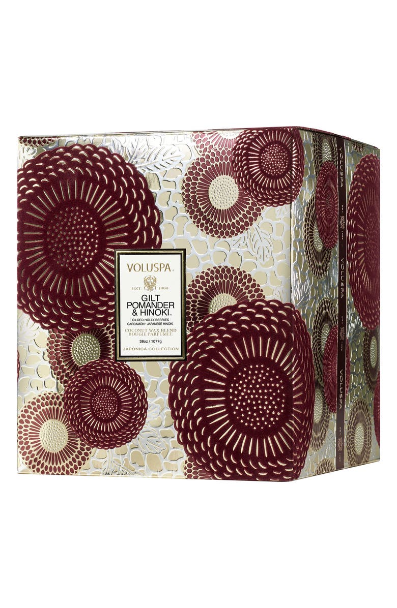 Voluspa Gilt Pomander & Hinoki Three-Wick Hearth Candle, Alternate, color, 