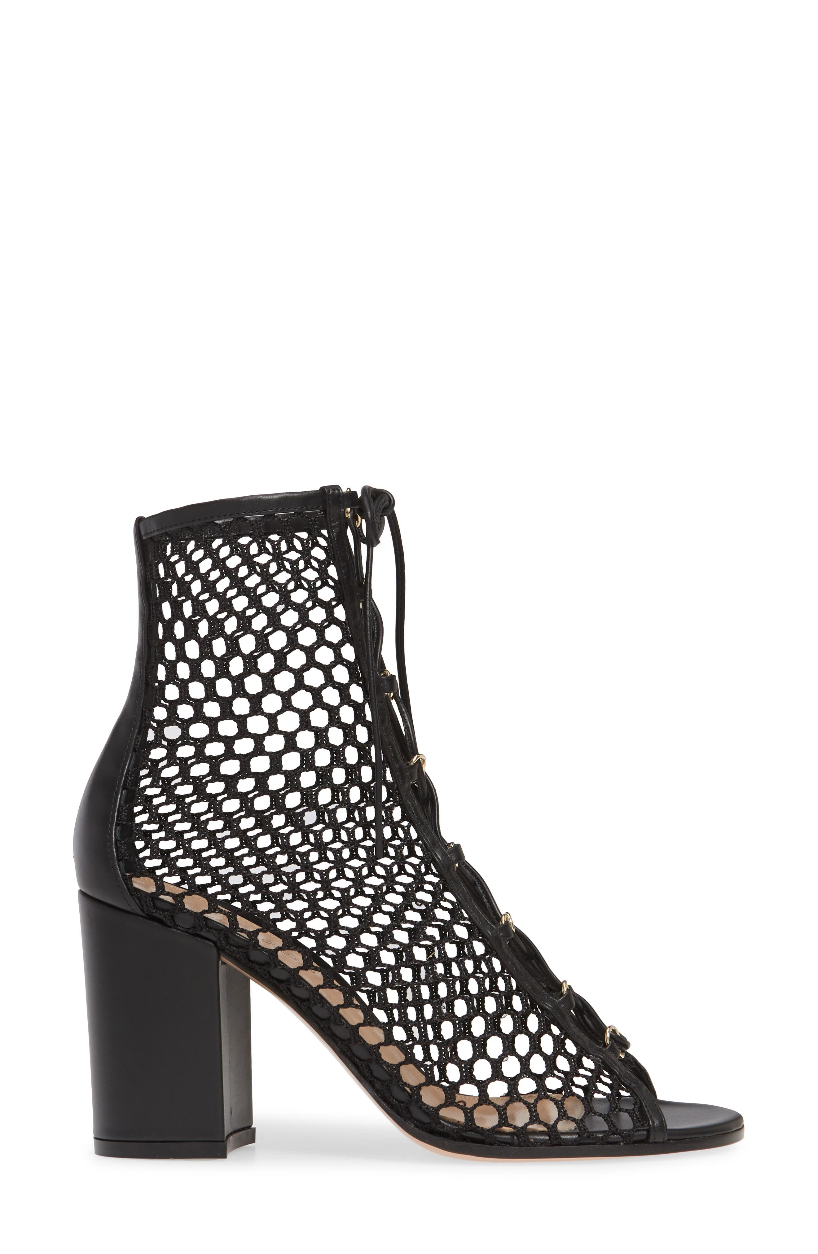 Gianvito Rossi Mesh Lace-Up Bootie, Alternate, color, 