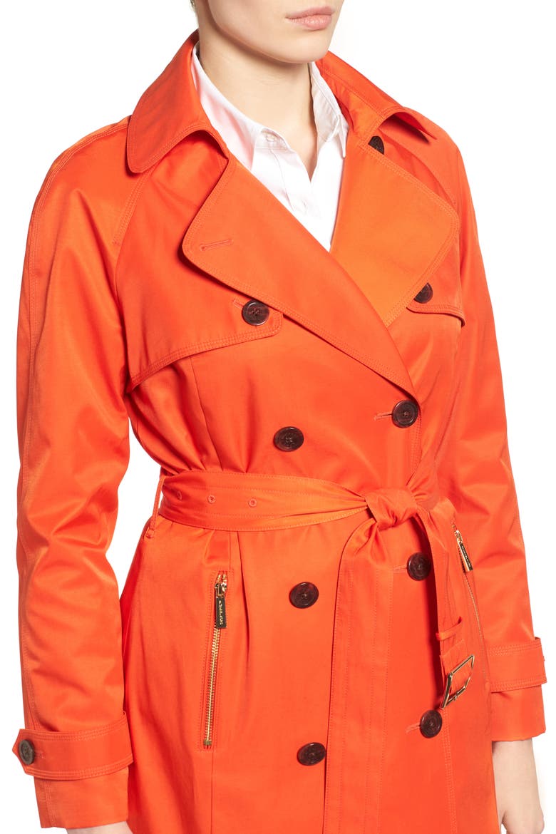 Belted Double Breasted Trench Coat, Alternate, color, MANDARIN