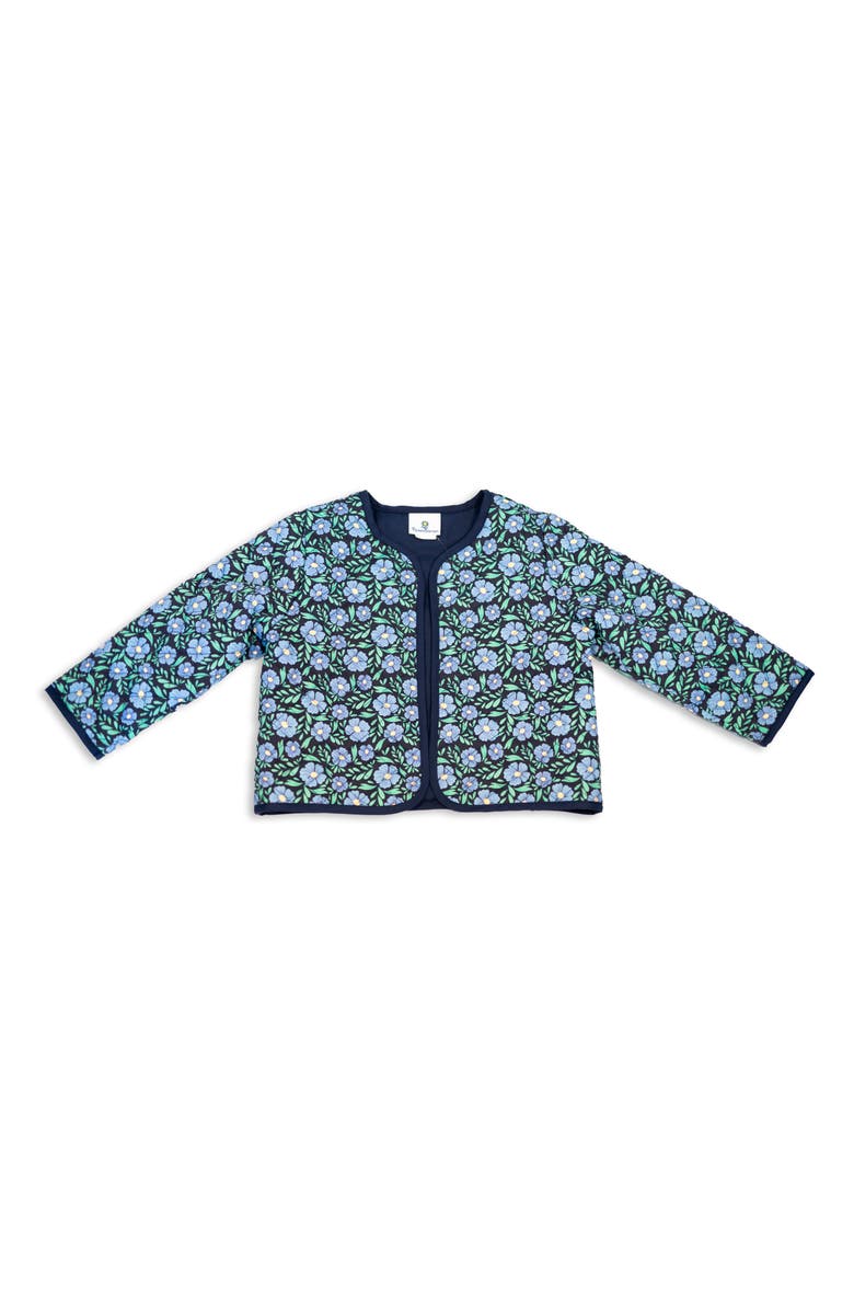 Florence Eiseman Floral Print Quilted Jacket, Main, color, Blue Floral