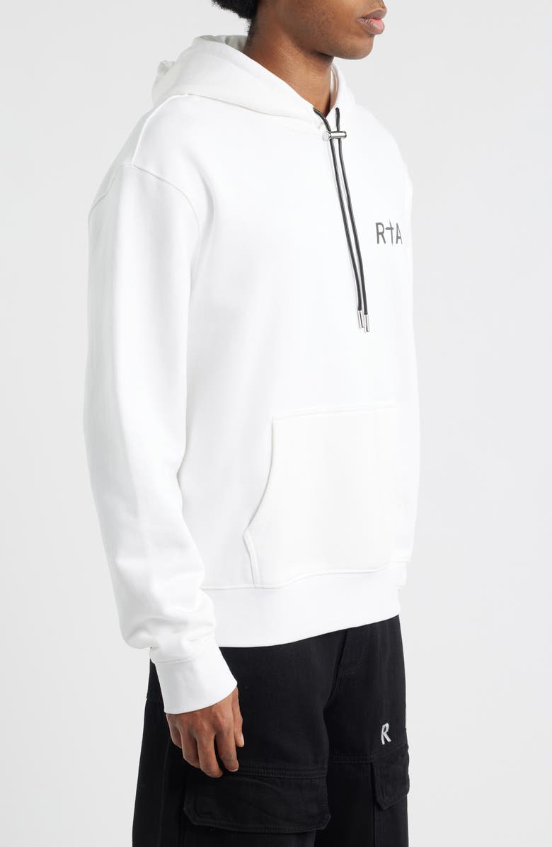 RtA Dion Cross Logo Graphic Hoodie, Alternate, color, White Black Cross