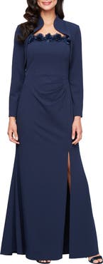 Alex Evenings Stretch Crepe Gown with Bolero Jacket