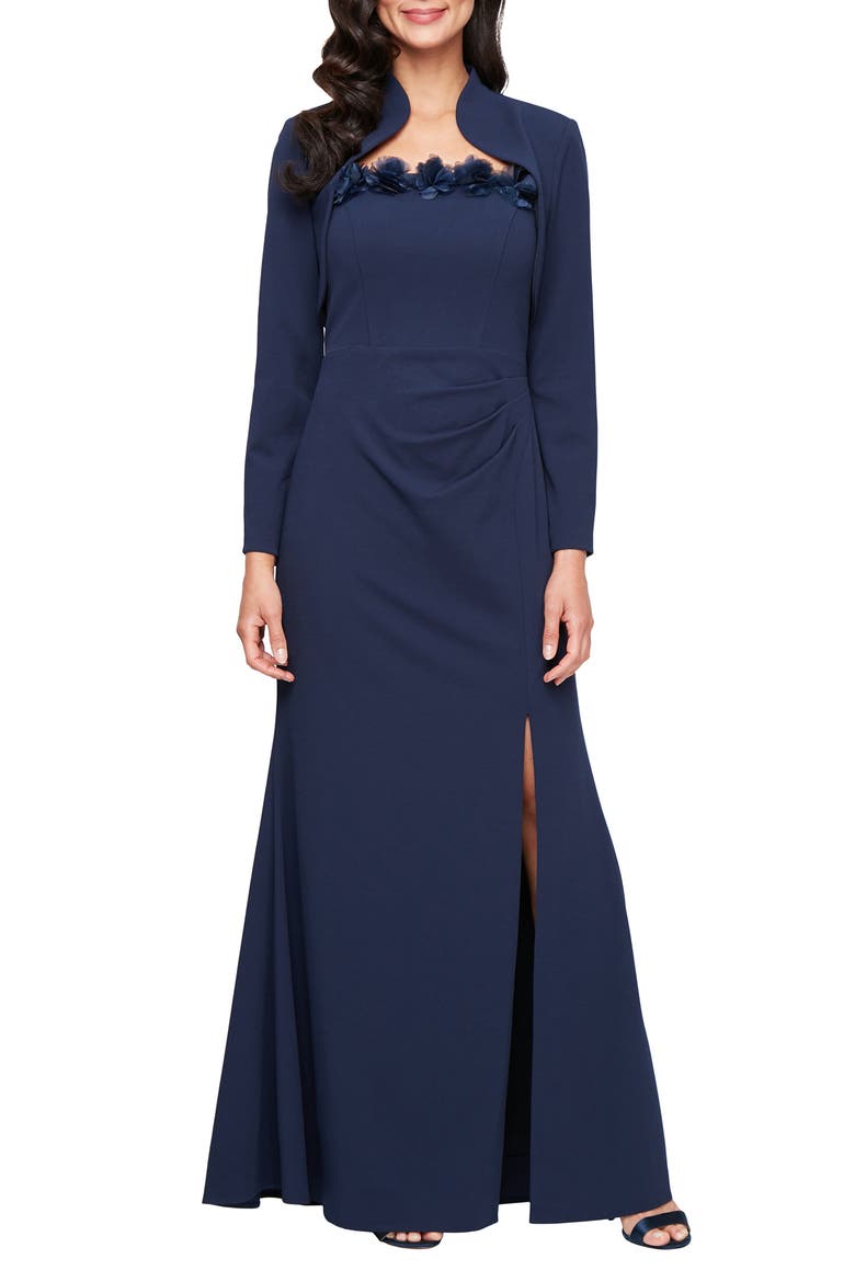 Stretch Crepe Gown with Bolero Jacket video