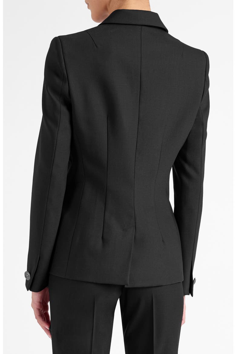 Quinn Double Breasted Jacket in Virgin Wool Stretch, Alternate, color, BLACK
