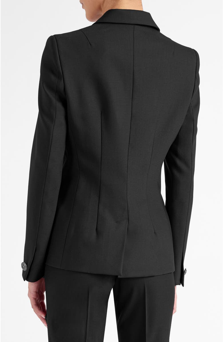 Santorelli Quinn Double Breasted Jacket in Virgin Wool Stretch, Alternate, color, Black