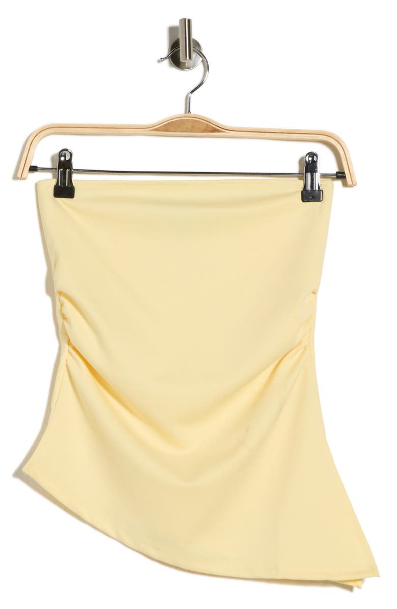 Madden Girl Asymmetric Side Ruched Split Hem Tube Top, Alternate, color, Pastel Yellow