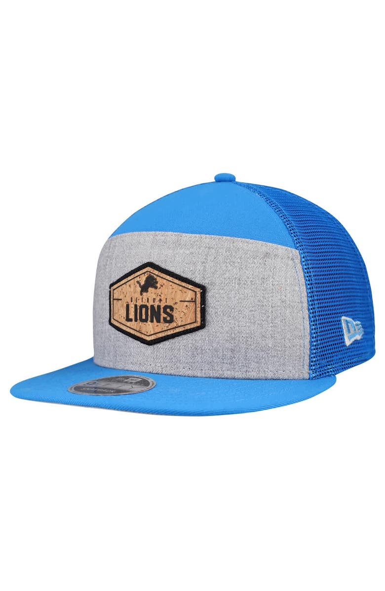 New Era Men's New Era  Gray/Blue Detroit Lions Cork Split Panel 9FIFTY Trucker Snapback Hat, Main, color, Gray