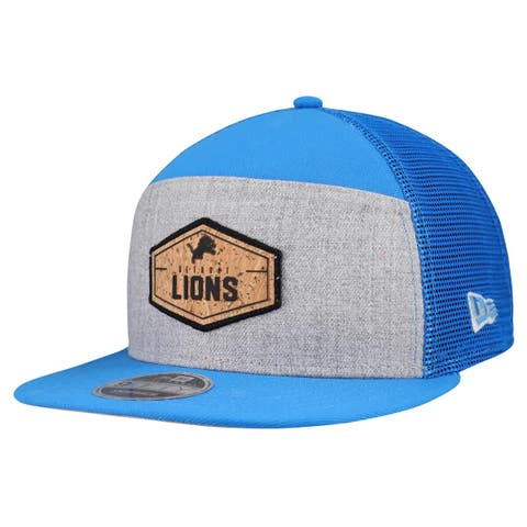 Men's New Era  Gray/Blue Detroit Lions Cork Split Panel 9FIFTY Trucker Snapback Hat