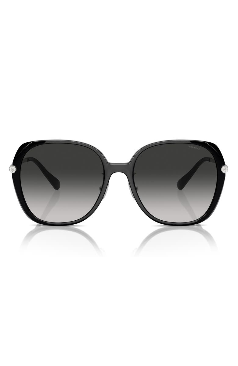 COACH 59mm Gradient Square Sunglasses, Main, color, Black