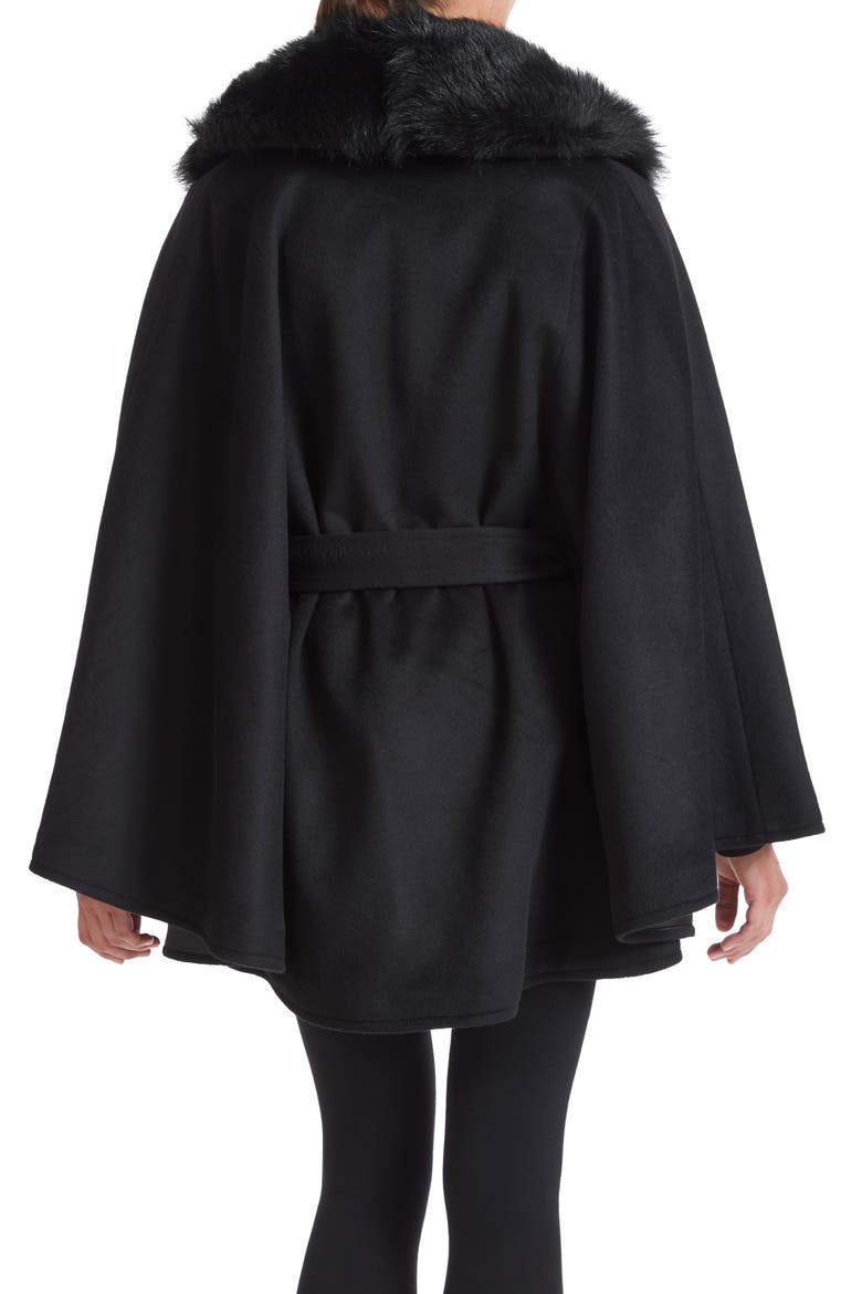 Toscana Belted Wool & Cashmere Coat with Genuine Shearling Collar, Alternate, color, BLACK