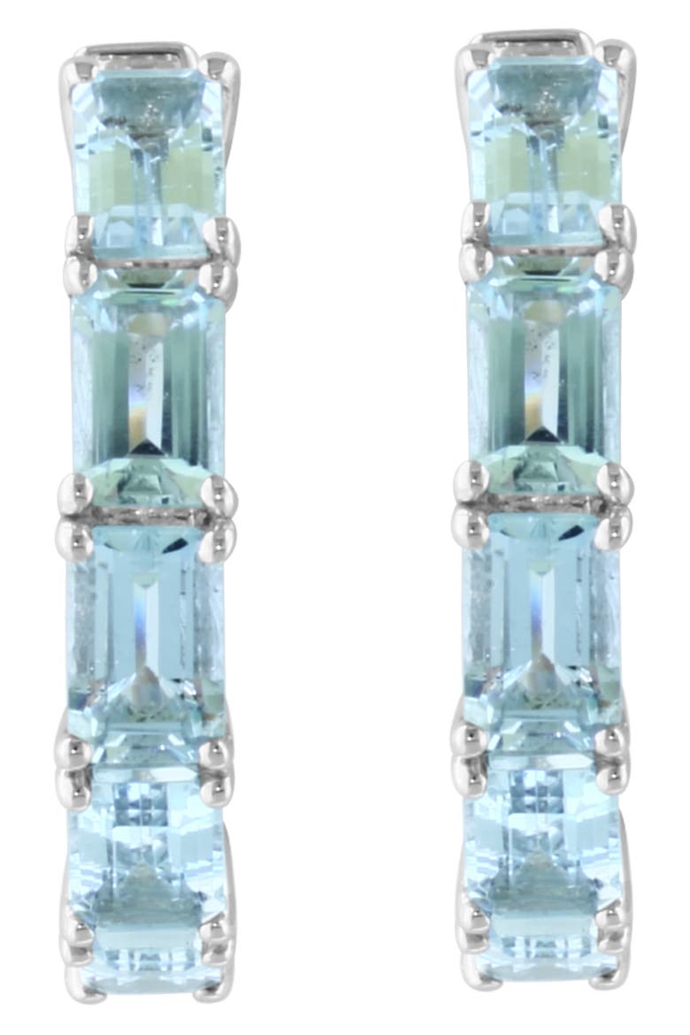 Sterling Silver Aquamarine Hoop Earrings, Alternate, color, BLUE
