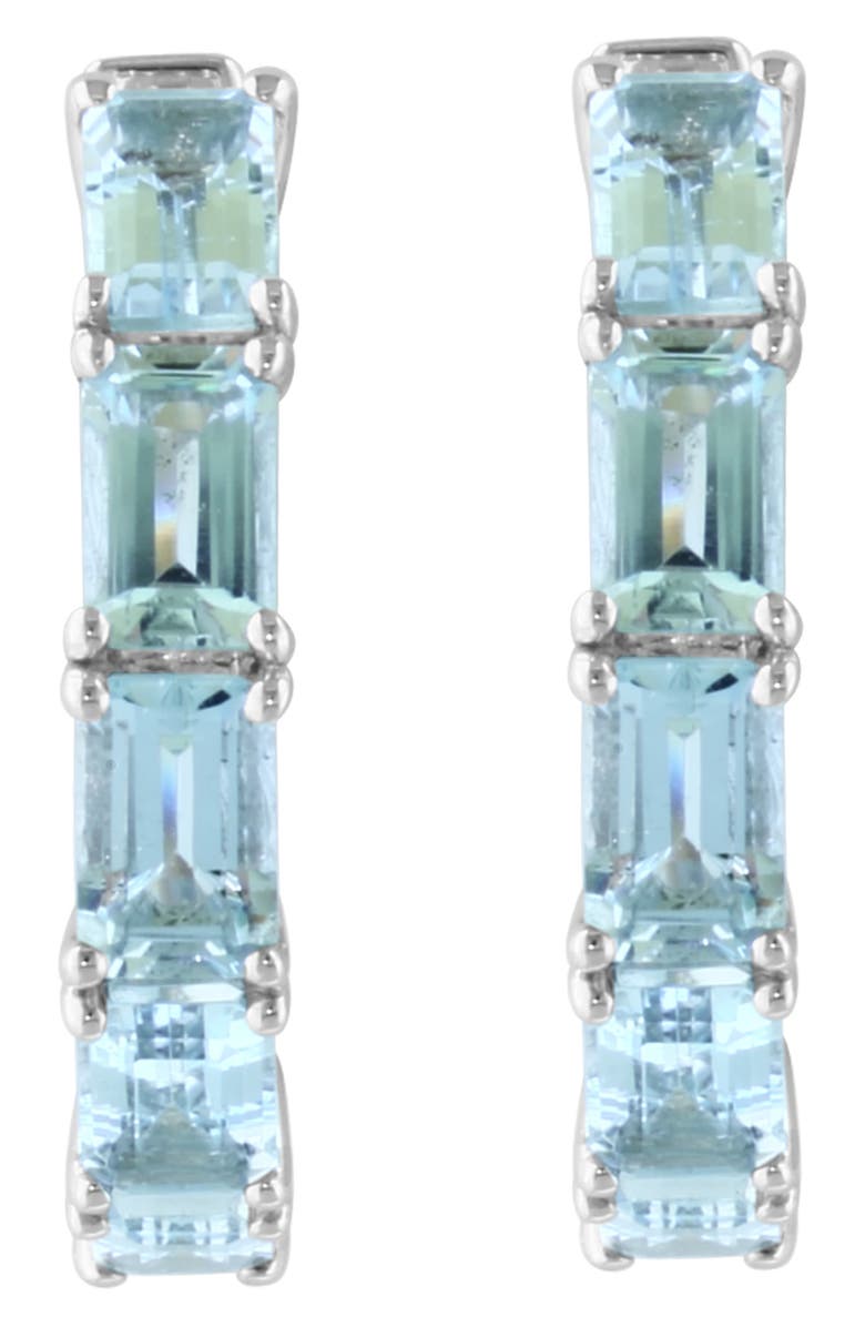 EFFY Sterling Silver Aquamarine Hoop Earrings, Alternate, color, Blue