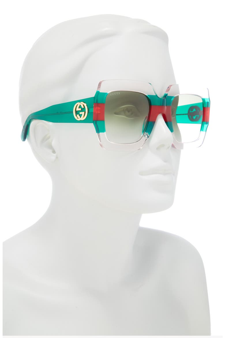 54mm Square Sunglasses, Alternate, color, MULTICOLOR GREEN