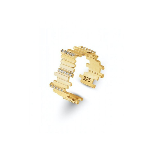 Spero London New Multiple Bar Sterling Silver Ring In Gold