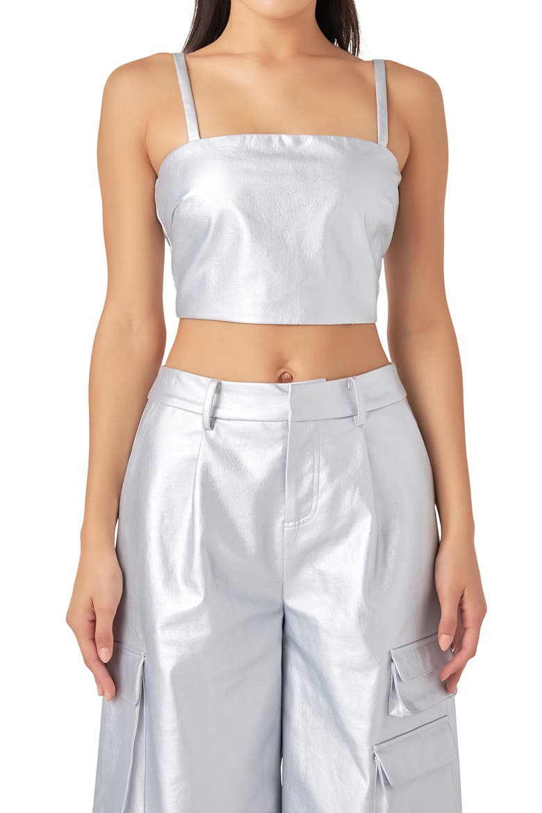 Cutout Crop Tank, Alternate, color, SILVER