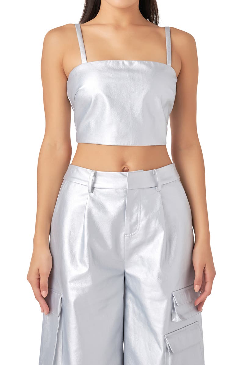 Grey Lab Cutout Crop Tank, Alternate, color, Silver