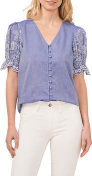 CeCe Eyelet Sleeve Top