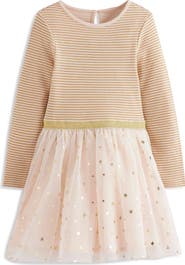 Mini Boden Kids' Metallic Stripe Tulle Skirt Dress