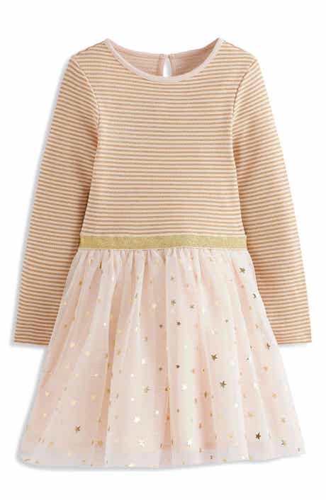 Mini Boden Kids' Metallic Stripe Tulle Skirt Dress