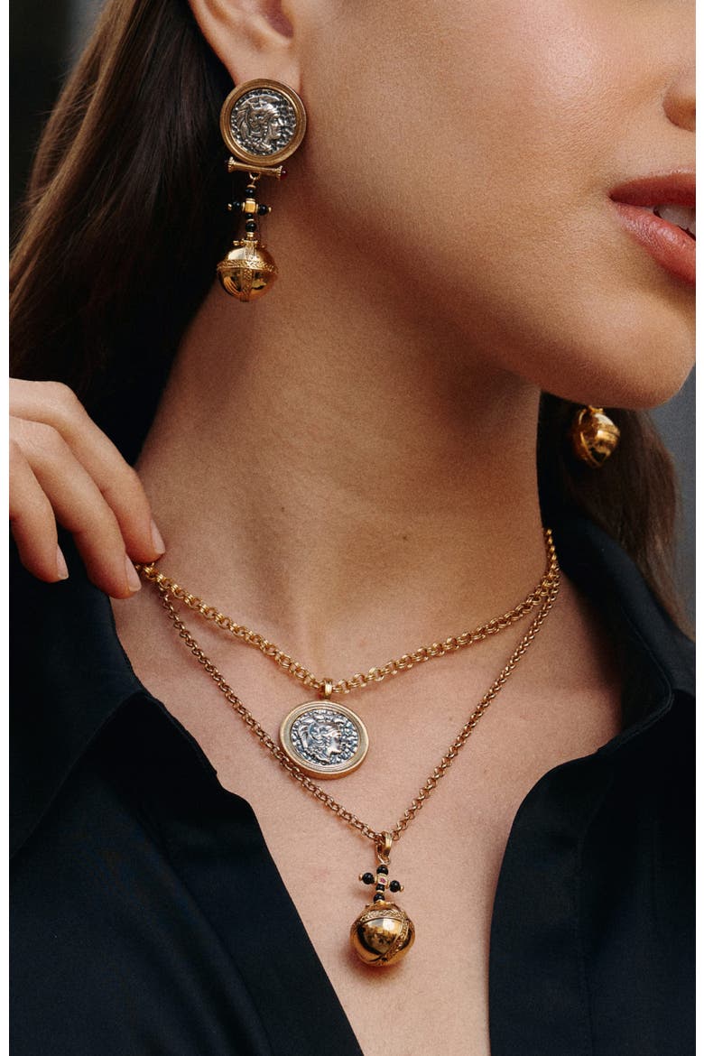 Globus Cruciger Necklace, Alternate, color, Gold & Black